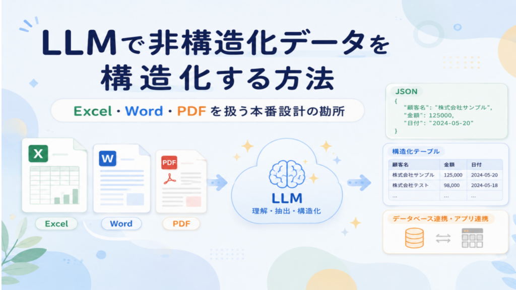 LLMで非構造化データを構造化する方法――Excel・Word・PDFを扱う本番設計の勘所